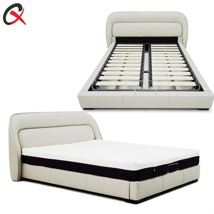 Ivory Leather Upholstered Bed